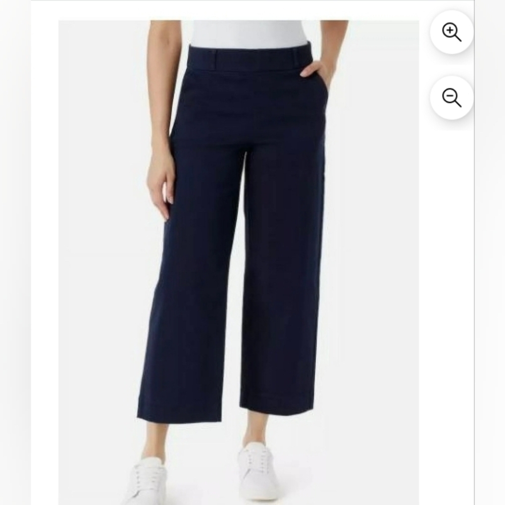 Gloria Vanderbilt Women's Mid-Rise Pull On Pant Wide Leg Crop Smoothing Tummy Pa